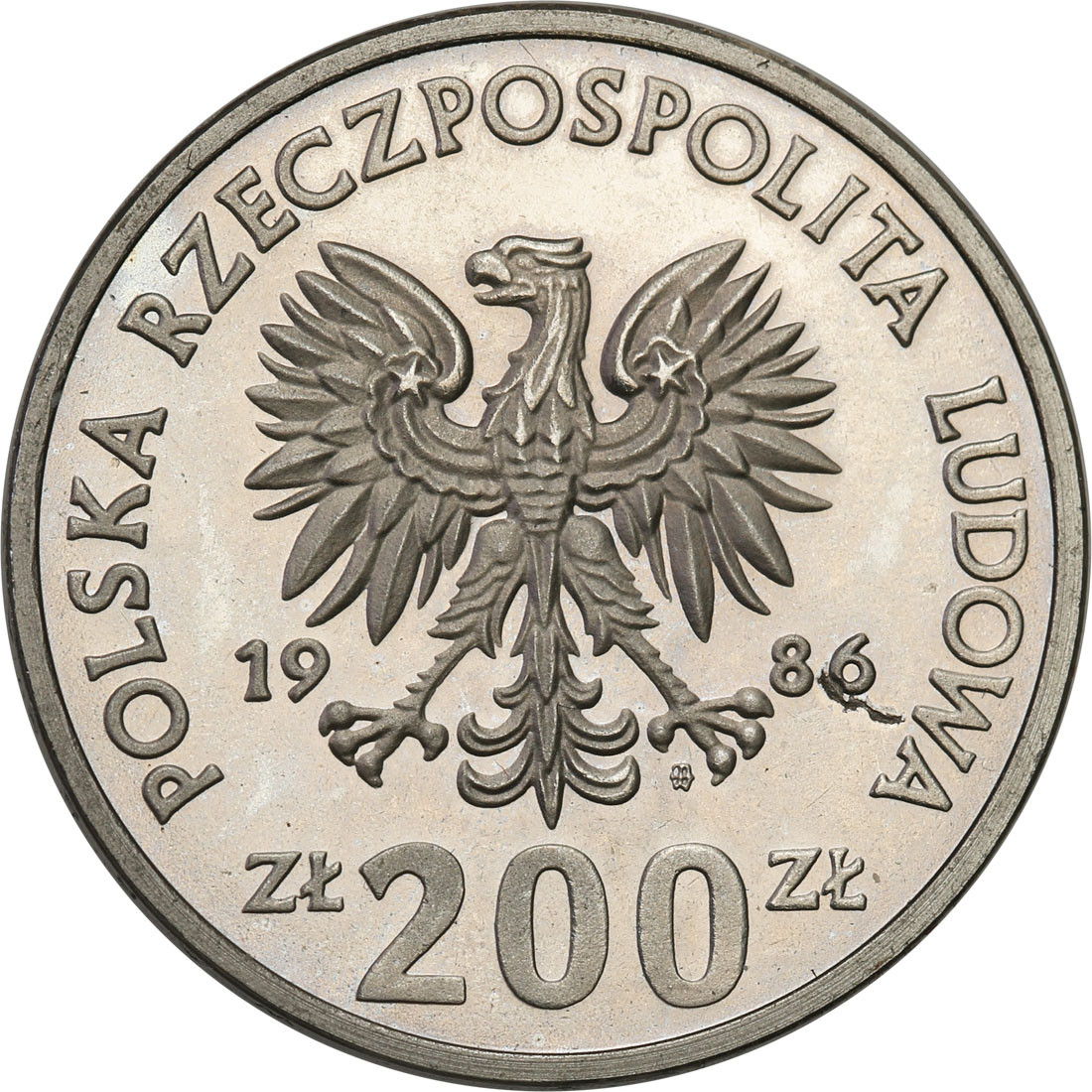 PRL. PRÓBA Nikiel 200 złotych 1986 Władysław Łokietek